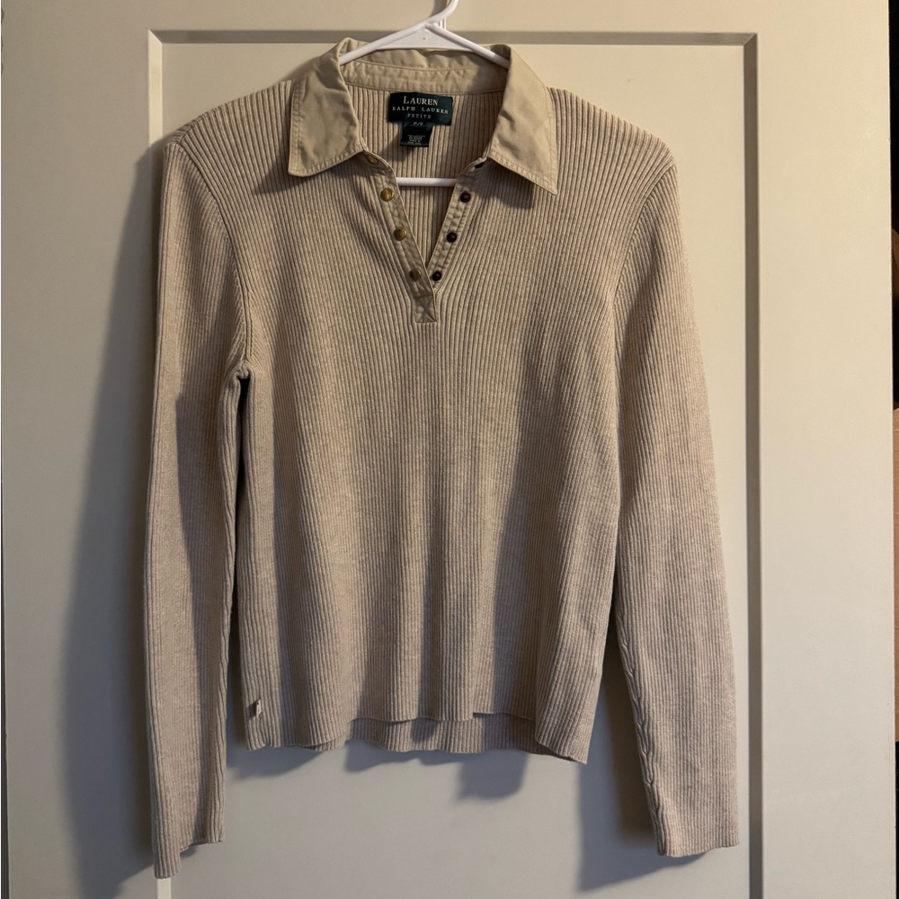 Ralph Lauren Cream Ribbed Knit Top